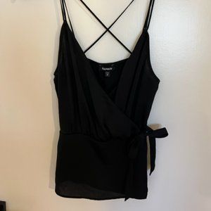 Black Express Faux Wrap Satin Cami XS